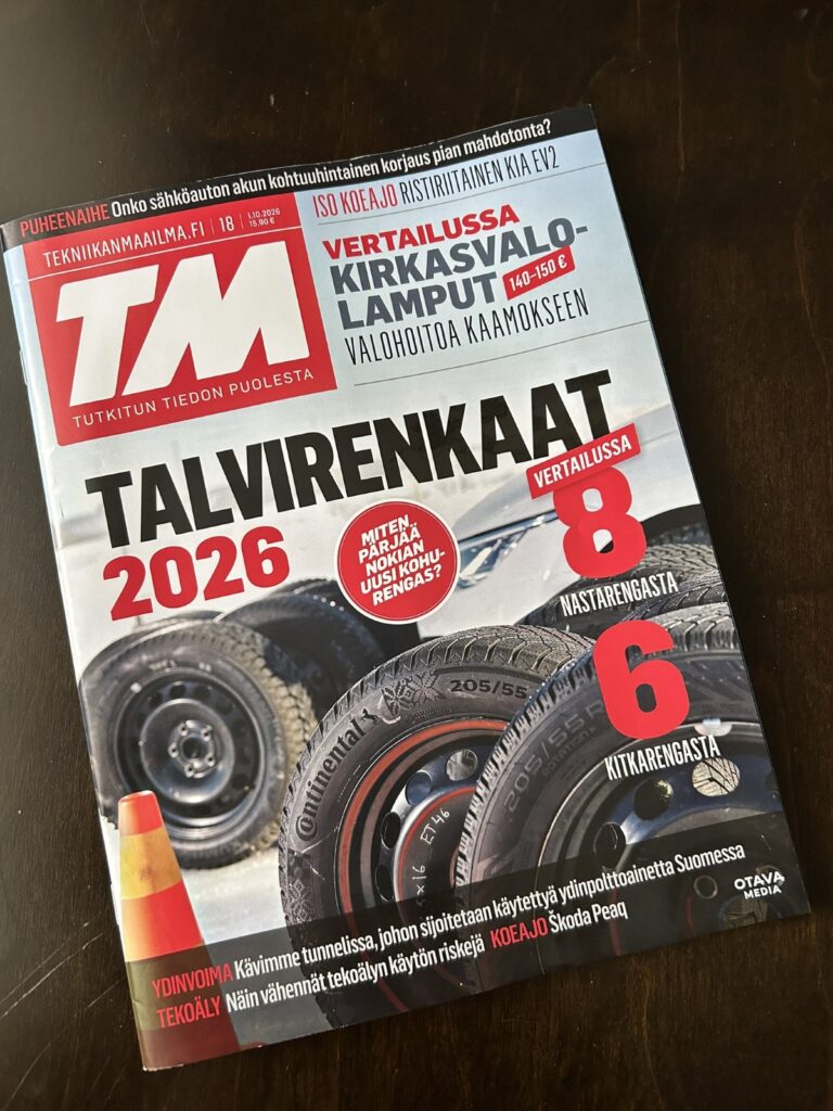 Tekniikan Maailma dæktest 2026: 205/55 R16 — vinterdæk · Nordiske friktionsdæk